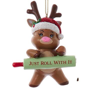 Santa's Cookie Bakery Reindeer Baker W/ Rolling Pin - No Box 114a by Kurt Adler-1