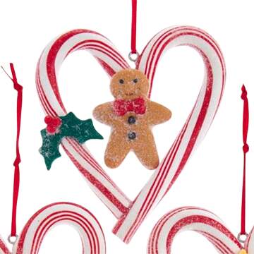 Santa's Cookie Bakery Gingerbread Candy Cane Heart - No Box-107a by Kurt Adler-1