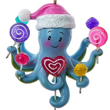Santa's Cookie Bakery Blue Octopus With Lollipops - No Box by Kurt Adler-1