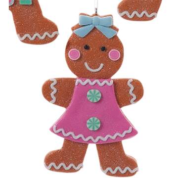 Santa's Cookie Bakery Gingerbread Girl Pink Dress - No Box 102c by Kurt Adler-1