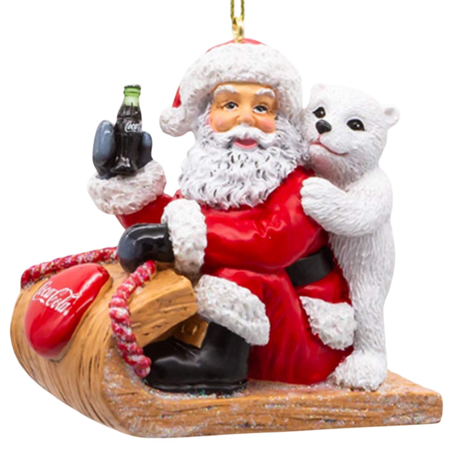 Coca Cola Santa&Cub -On Sled - Boxed by Kurt Adler-1