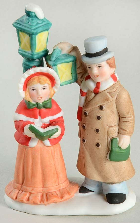 Colonial Village Man And Woman Caroling - No Box by Lefton-1