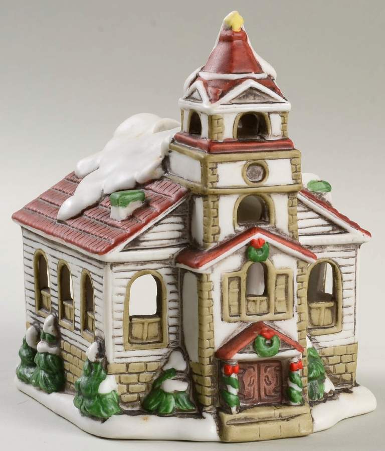 Colonial Village Church-White-Votive Candle Holder - Boxed by Lefton-1