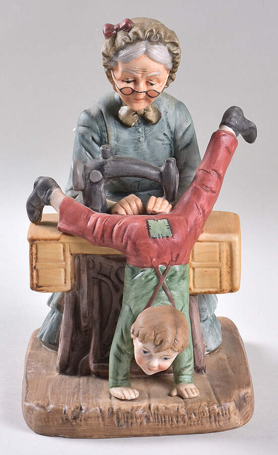 Lefton Figurines Grandma Sewing Boy's Pants - Boxed by Lefton-1