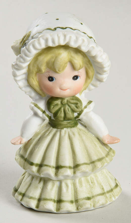Lefton Figurines Girl With Bonnet-Green - No Box by Lefton-1