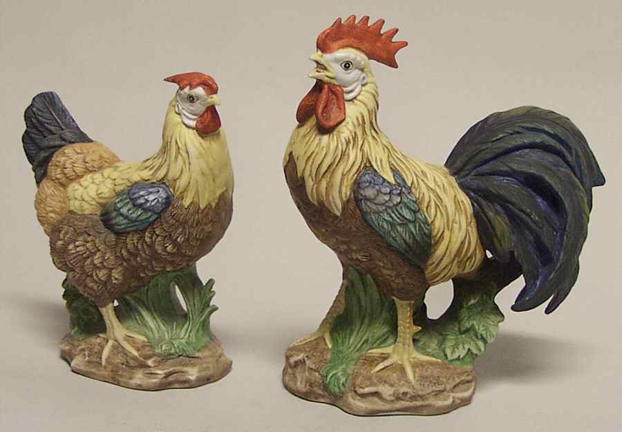 Lefton Figurines 6" Rooster & 5" Hen - No Box 60 by Lefton-1
