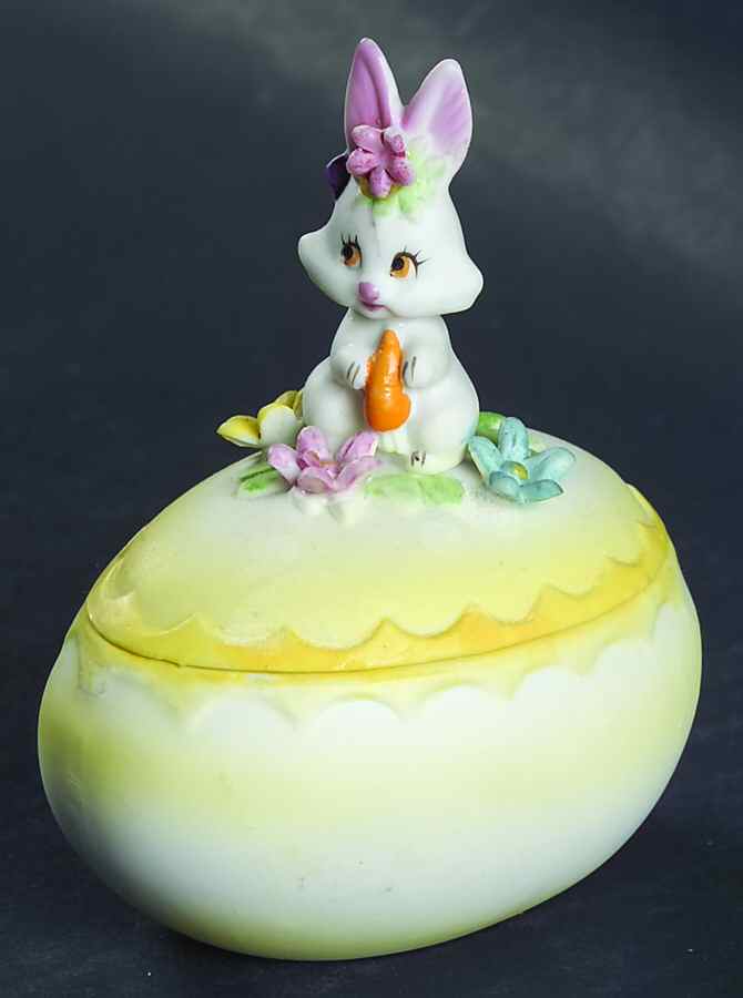 Lefton Figurines Egg Trinket Box W/Bunny - No Box by Lefton-1
