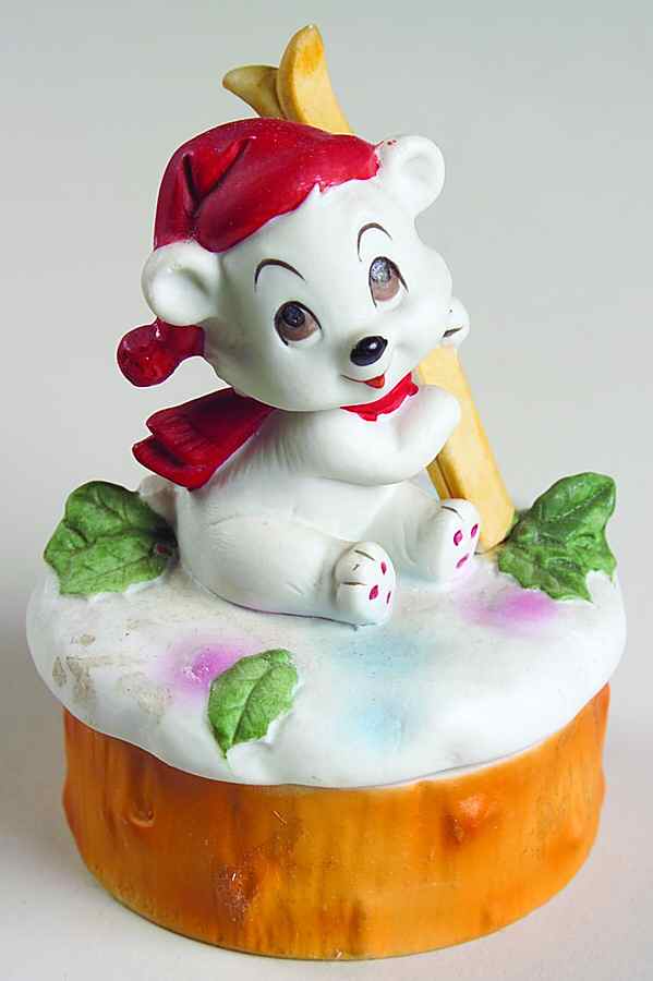Lefton Figurines Puppy W/ Ski-Covered Box - Boxed by Lefton-1