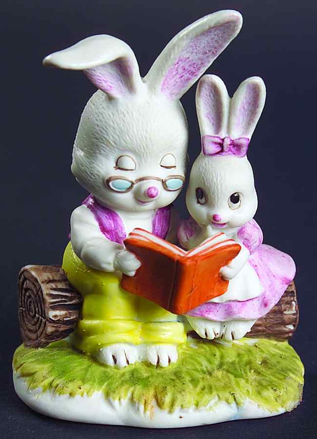 Lefton Figurines Father Rabbit W/ Baby - No Box by Lefton-1