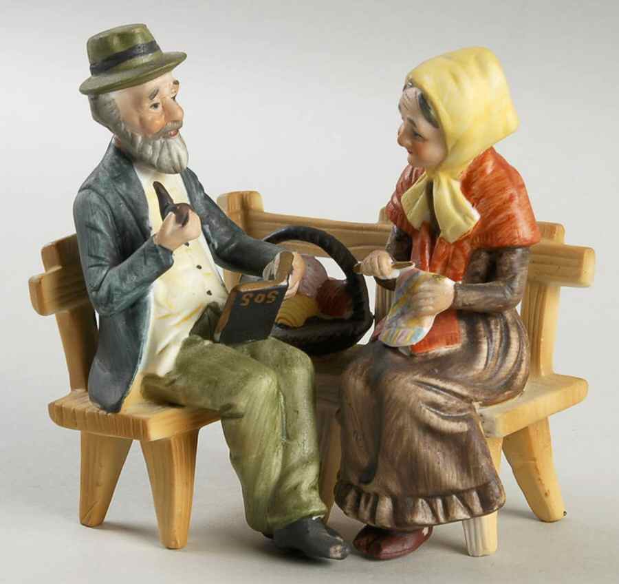 Lefton Figurines Old Man And Woman On Park Bench - No Box by Lefton-1