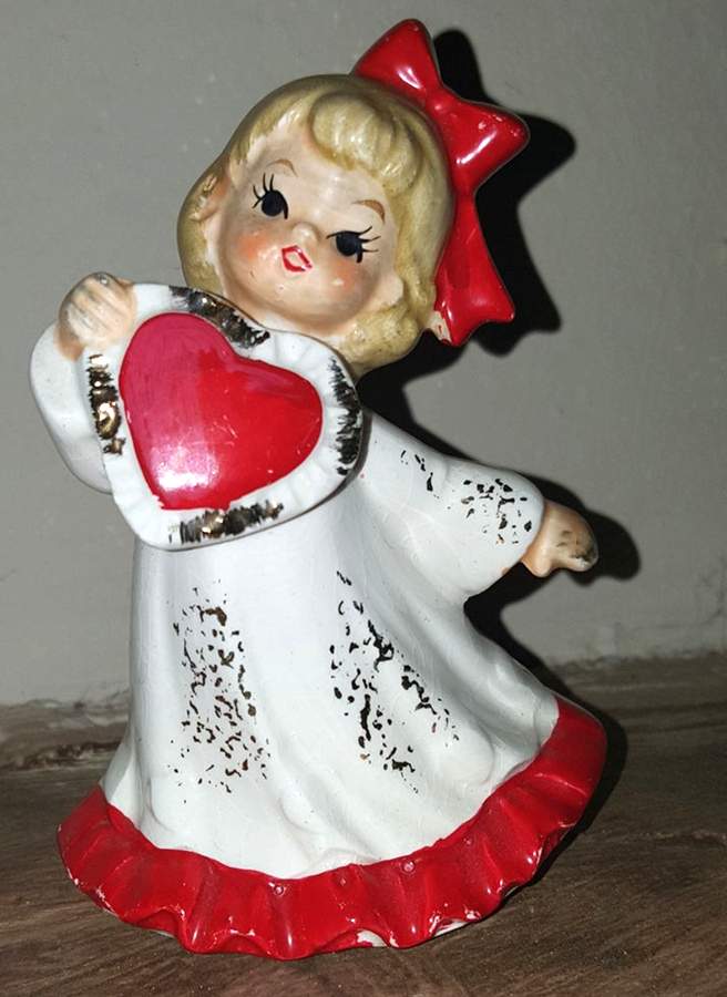 Lefton Figurines Girl W/ Red Heart - No Box by Lefton-1
