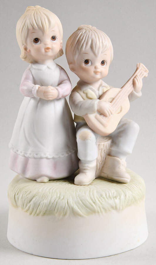 Christopher Collection Figurines and Giftware Girl And Boy Guitar-Music Box - No Box by Lefton-1