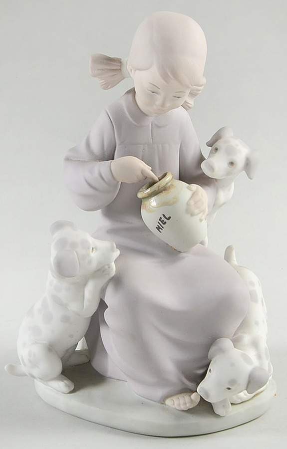 Children with Animals Honey Lickers-Girl With Dalmation Puppie - No Box by Lladro-1