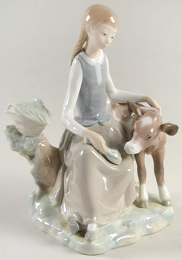 Children with Animals Girl With Calf - No Box by Lladro-1