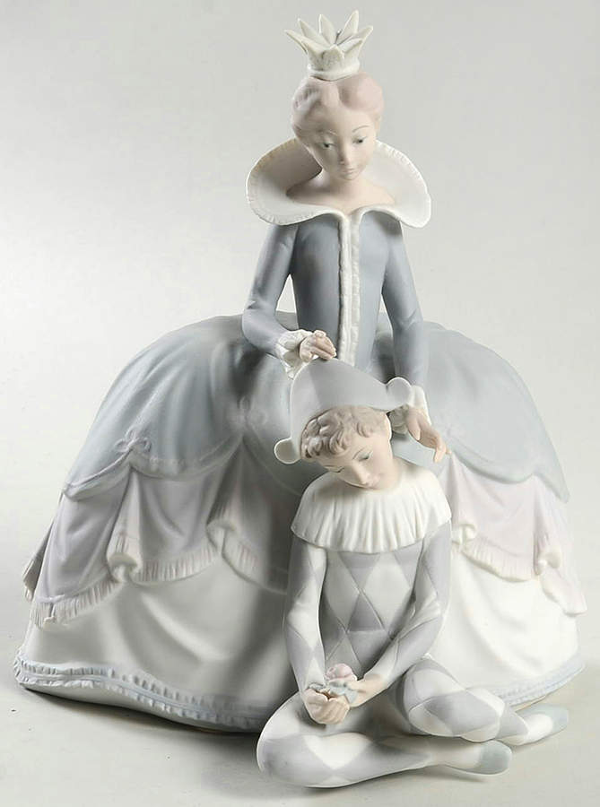 Commedia Dell'Arte Lady With Young Harlequin - Boxed by Lladro-1
