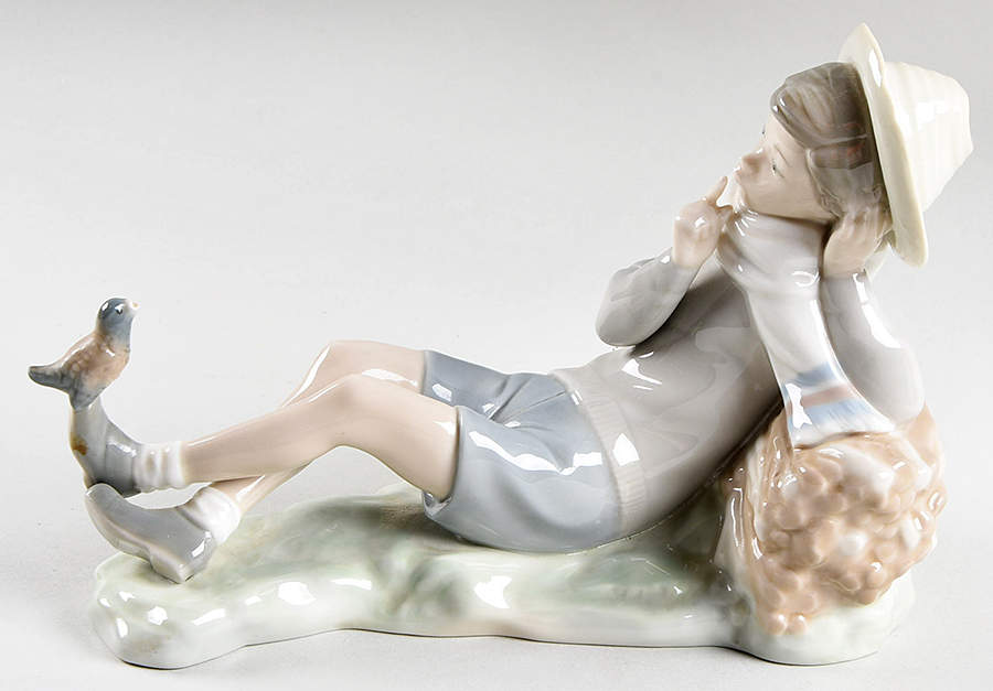 Shepherd and Shepherdess Shepherd With Bird - No Box by Lladro-1