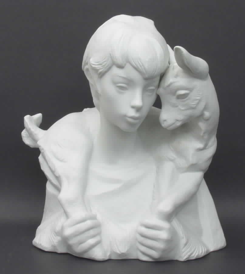 Children with Animals Boy With Goat (White) - No Box by Lladro-1