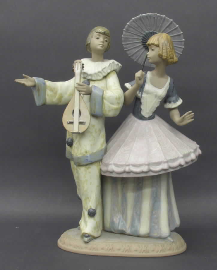 Commedia Dell'Arte Costumed Couple - No Box by Lladro-1