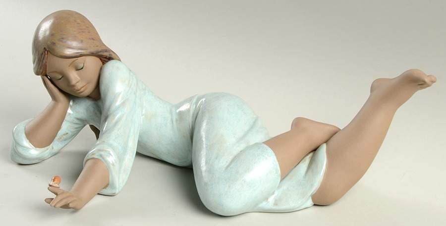 Young Women Girl Watching A Snail - Boxed by Lladro-1