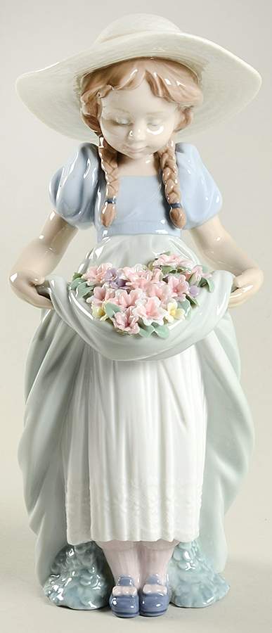 Children with Flowers Bountiful Blossoms-Girl In Hat With Flow - Boxed by Lladro-1