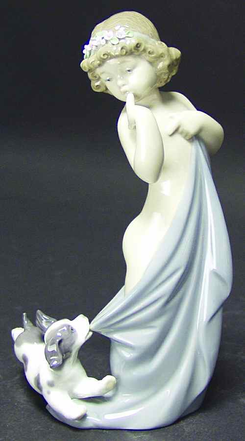 Children with Animals Naughty Puppy-Pulling Blanket From Girl - Boxed by Lladro-1