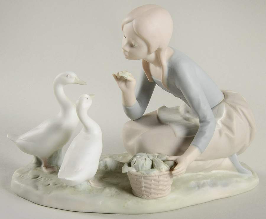 Children with Animals Feeding The Ducks - No Box by Lladro-1