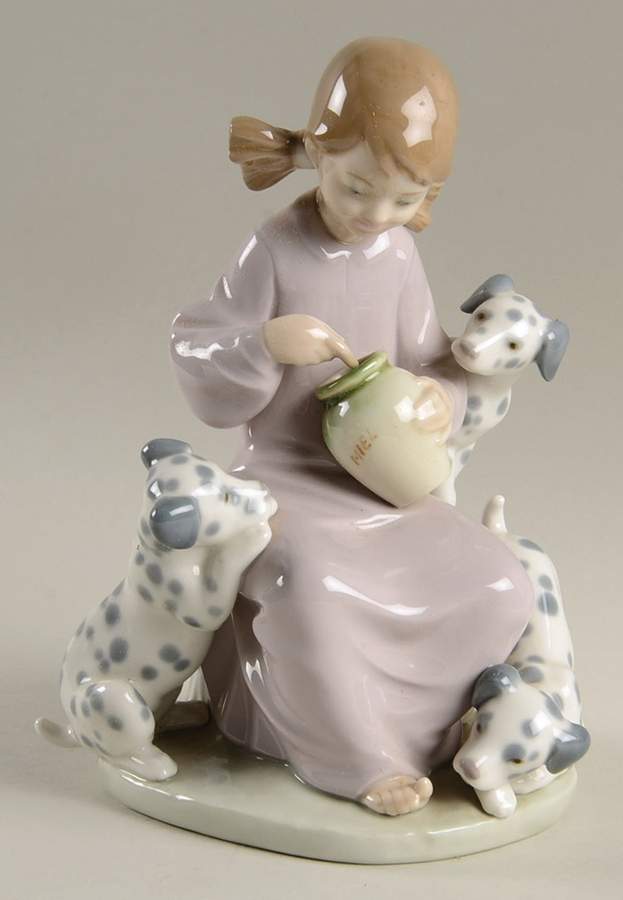 Children with Animals Honey Lickers-Girl With Dalmation Puppie - No Box by Lladro-1