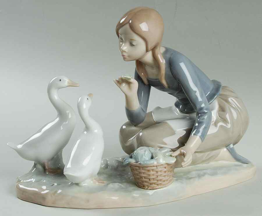 Children with Animals Feeding The Ducks - No Box by Lladro-1