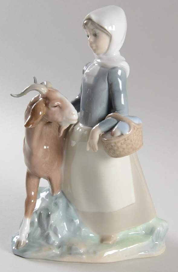 Children with Animals Little Girl With Goat - No Box by Lladro-1