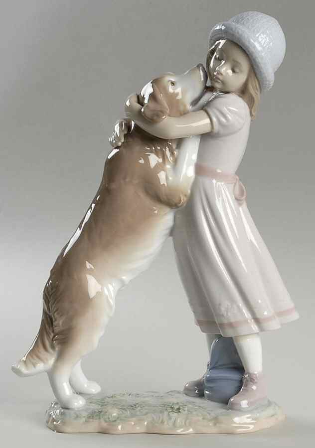 Children with Animals A Warm Welcome-Girl With Big Dog - No Box by Lladro-1