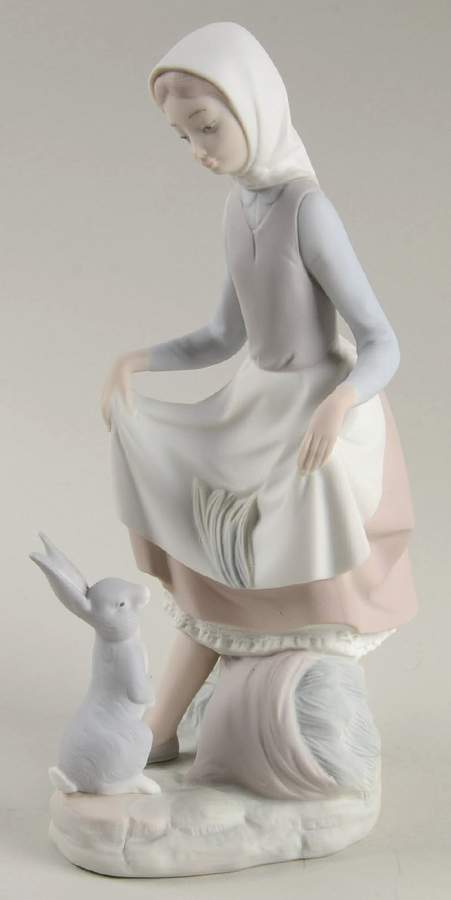 Children with Animals Rabbit's Food - No Box by Lladro-1