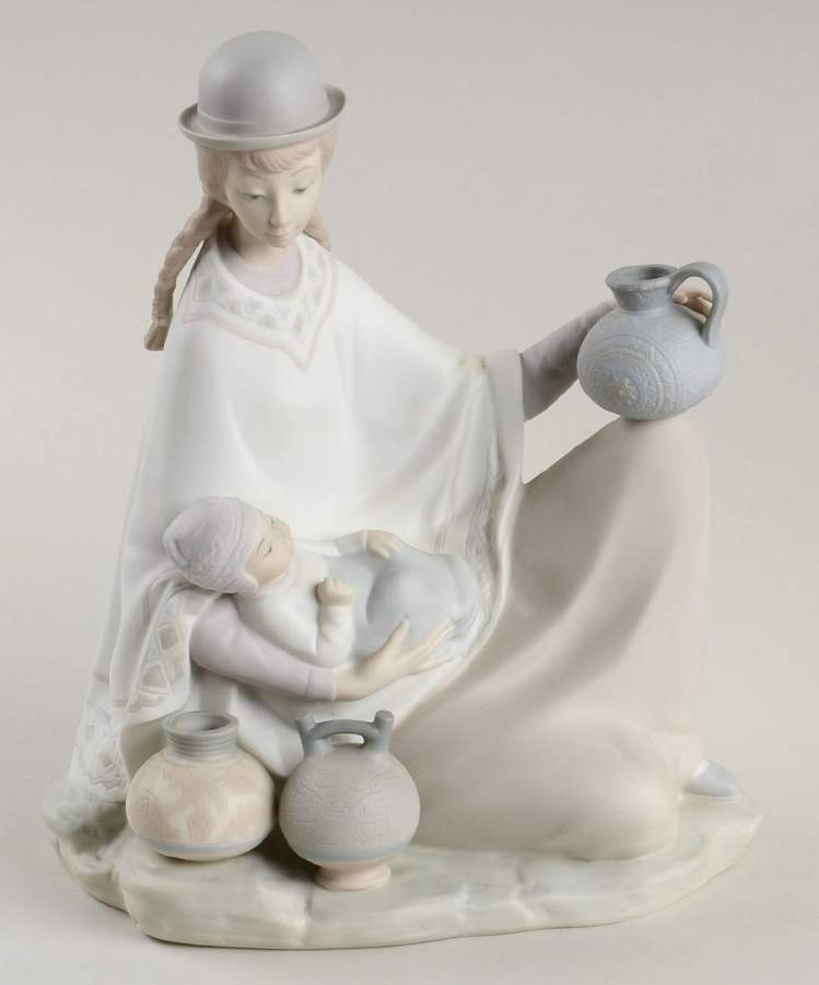 Women and Children Peruvian Girl W/Baby - No Box by Lladro-1
