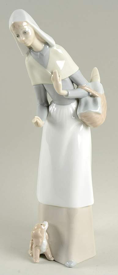 Shepherd and Shepherdess Shepherdess With Dog - No Box by Lladro-1