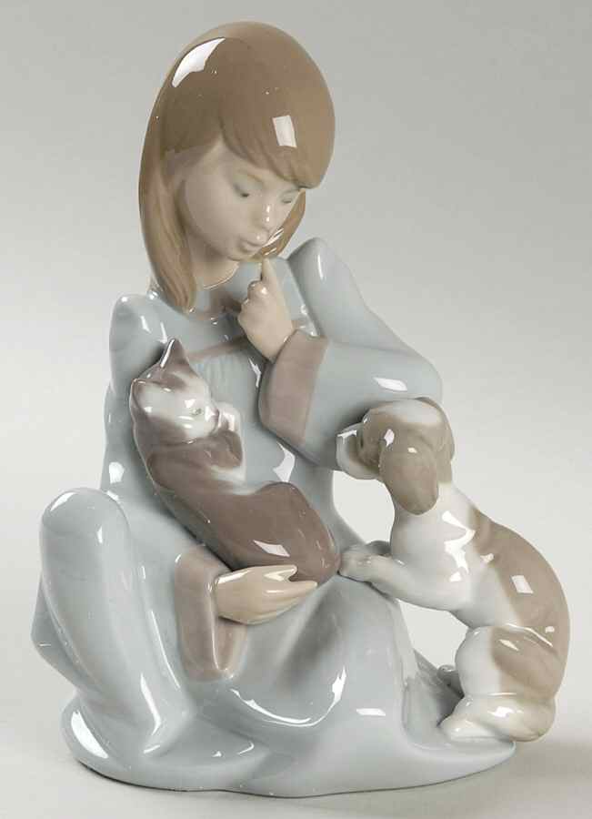 Children with Animals Cat Nap-Girl With Cat And Dog - Boxed by Lladro-1