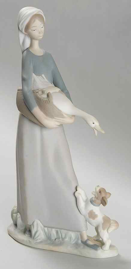 Children with Animals Girl With Goose & Dog-No Design Dress - No Box by Lladro-1