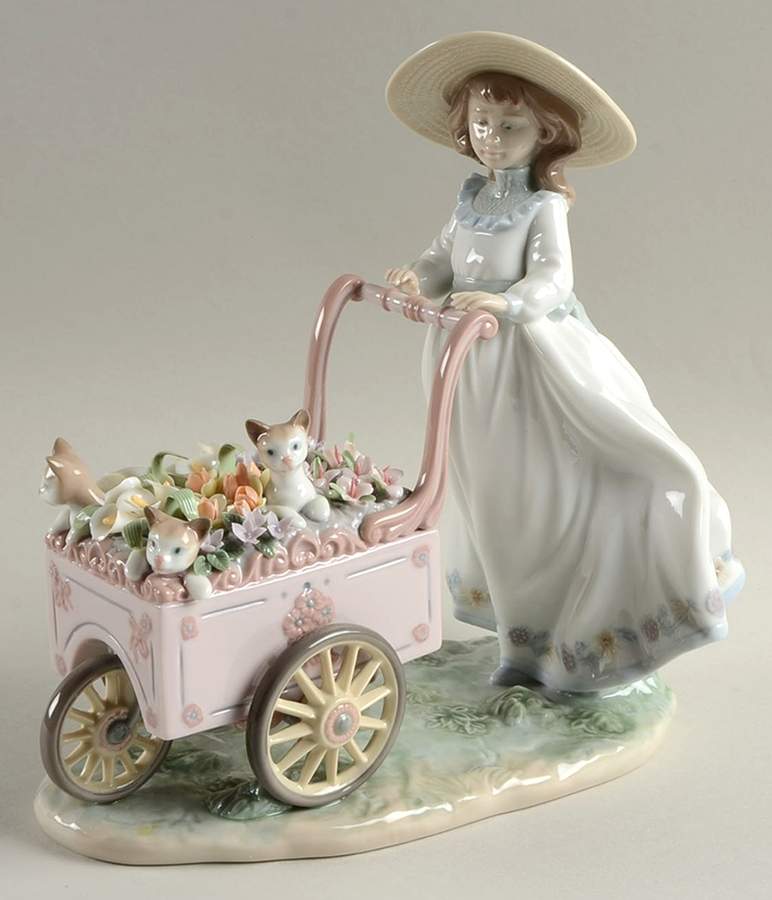 Children with Animals Kitty Cart - No Box by Lladro-1