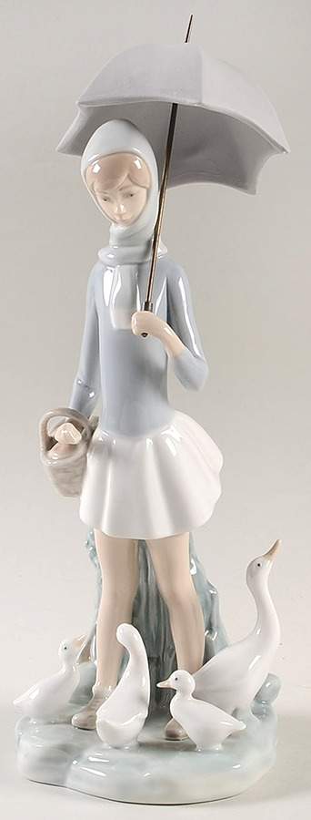 Children with Animals Girl With Umbrella & Geese - No Box by Lladro-1