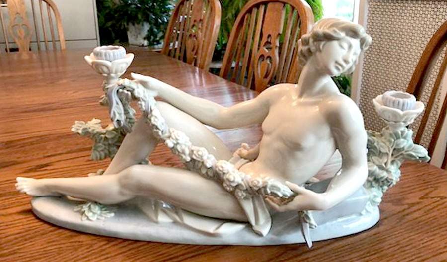 Lladro Candlesticks-Holders Male Candelabra - Boxed by Lladro-1
