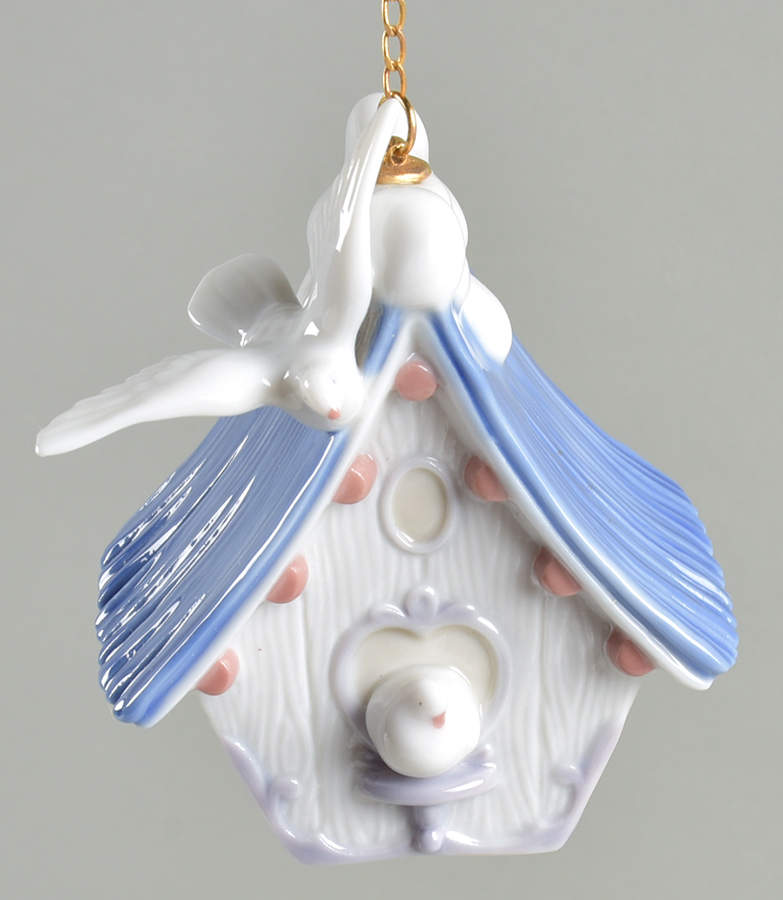 Lladro Christmas Ornament-Figural Home Sweet Home-Doves On Bird House - Boxed by Lladro-1