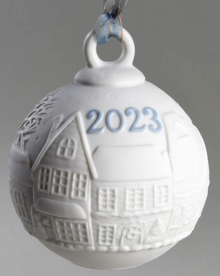 Annual Ball Ornament 2023 Christmas Ball - Blue - No Box by Lladro-1