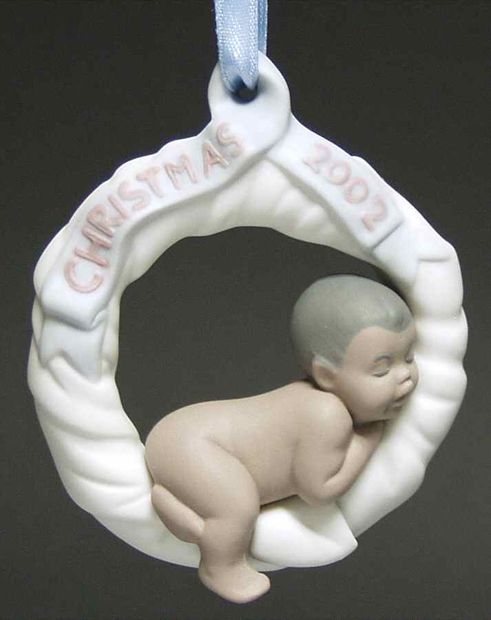 Baby's First Christmas 6725-Baby In Wreath (Black) - No Box by Lladro-1