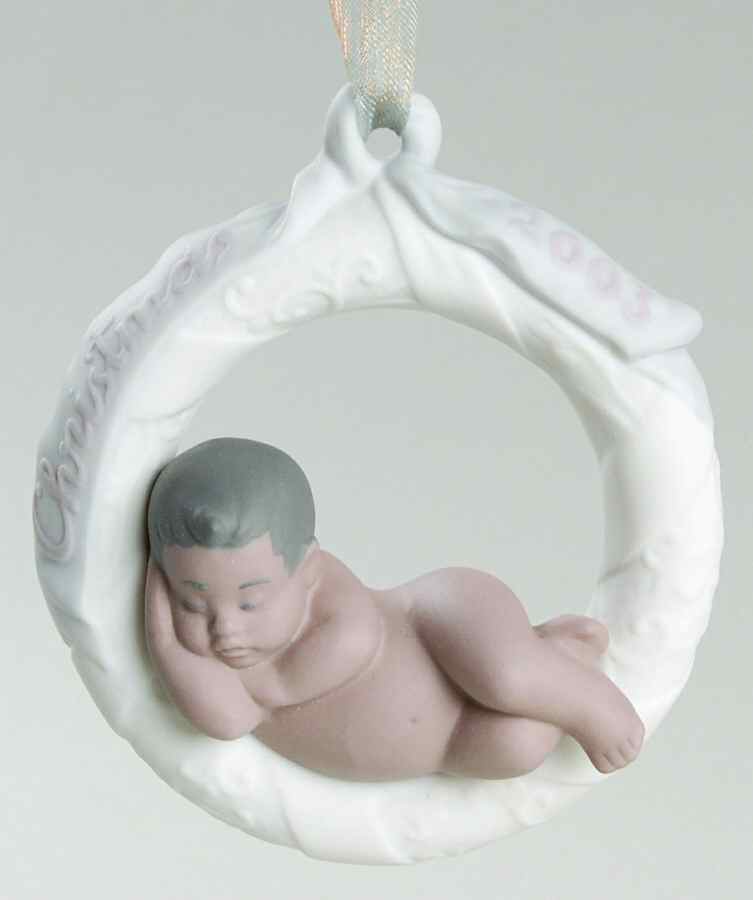 Baby's First Christmas 6730-Baby In Wreath (Black) - No Box by Lladro-1