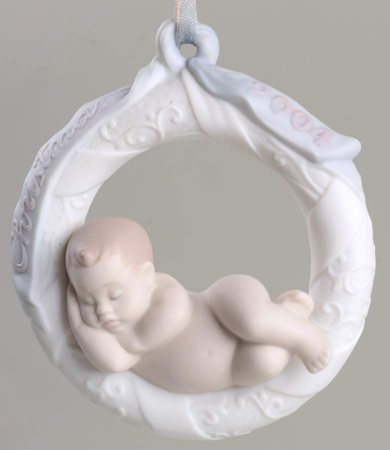 Baby's First Christmas Baby In Wreath (White) - Boxed by Lladro-1