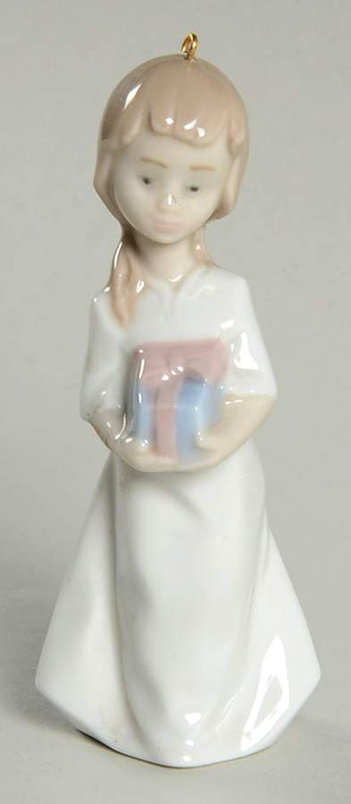 Miniature Ornaments-Lladro Girl With Present-Arms Out - No Box by Lladro-1