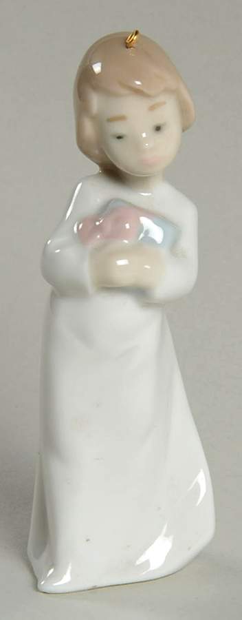 Miniature Ornaments-Lladro Girl With Present-Arms Folded - No Box by Lladro-1