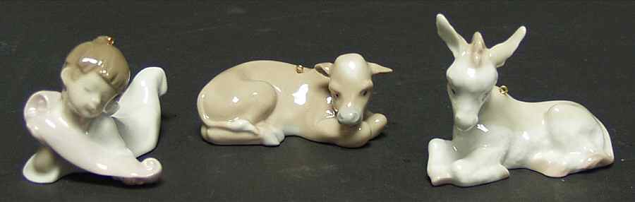 Miniature Ornaments-Lladro Angel  With Animals-Set Of 3 - Boxed by Lladro-1