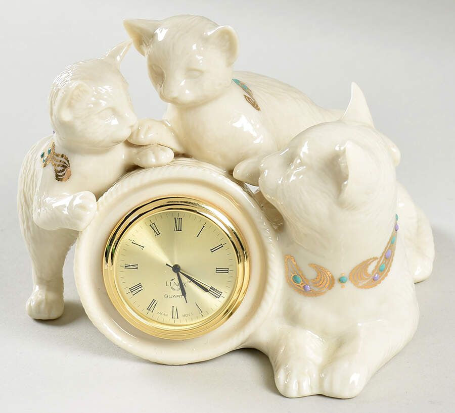 China Jewels Figurines Cat Clock - Boxed by Lenox-1