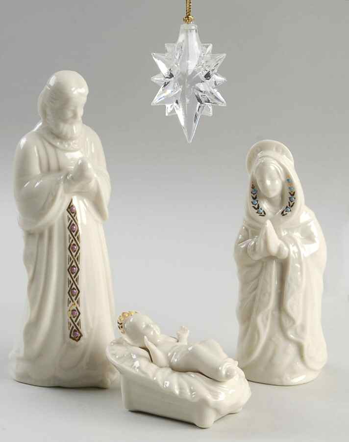 China Jewels Nativity 4pc Boxed-Holy Family With Crystal Star - Boxed by Lenox-1