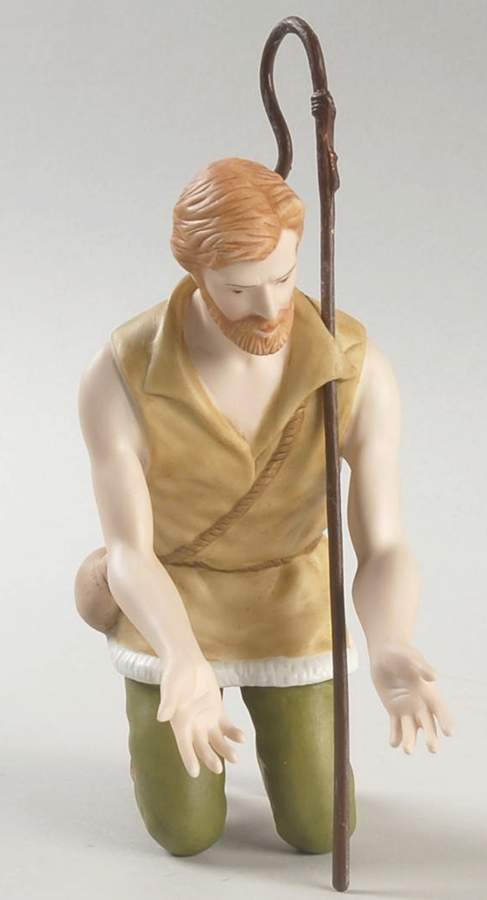 Renaissance Nativity Shepherd Kneeling W/ Crook - No Box by Lenox-1