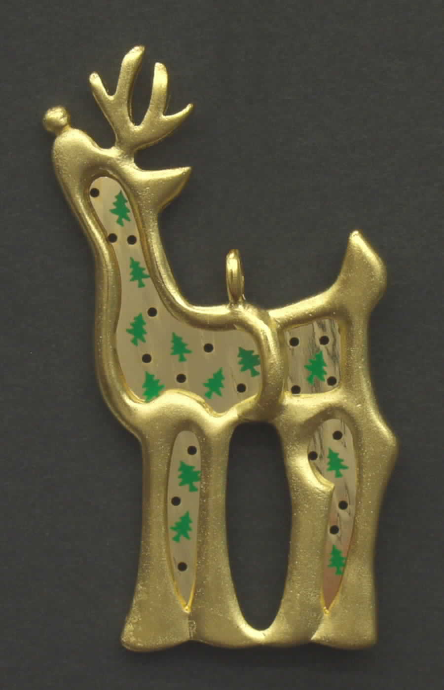 Lunt Christmas Ornament Reindeer With Gold - Boxed by Lunt Silver-1